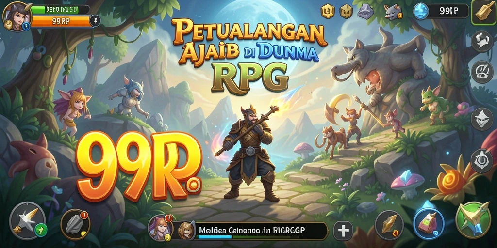 Tampilan gameplay RPG seru dengan karakter dan monster yang menantang.