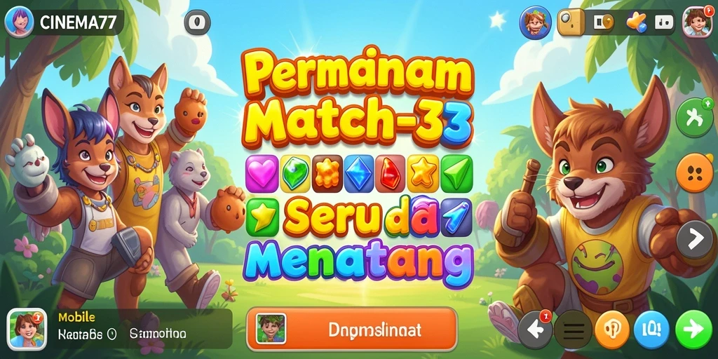 Tampilan gameplay <strong>CINEMA77</strong> yang menampilkan keseruan mencocokkan elemen.