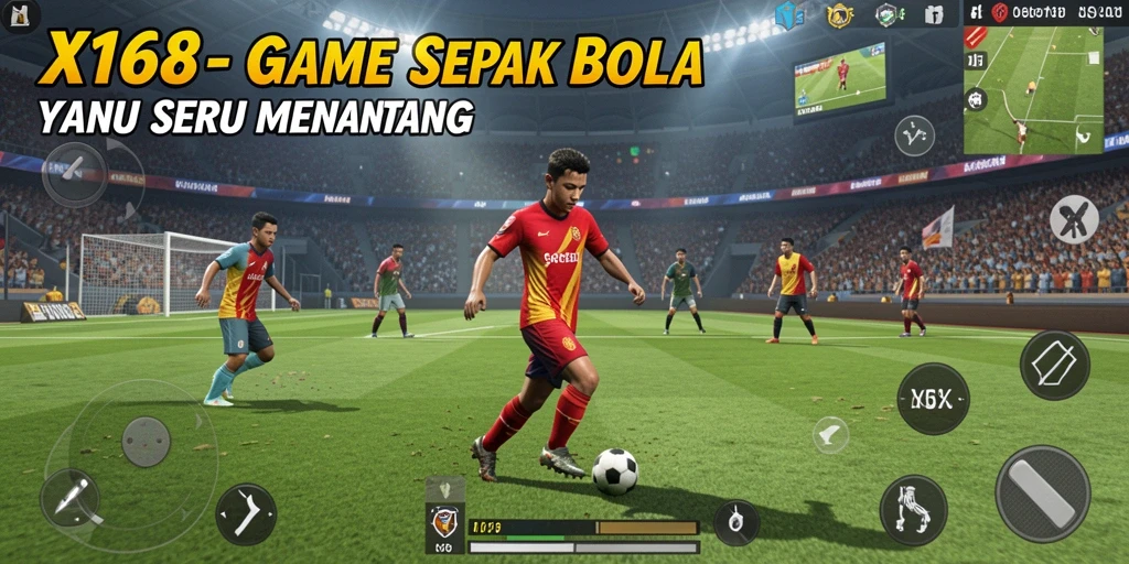 Tampilan gameplay yang mendebarkan dalam game sepak bola X168.