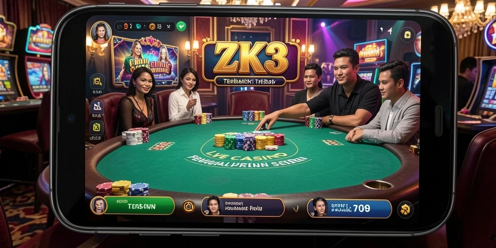 Tampilan menarik dari gameplay Live Casino ZK3 yang mendebarkan.